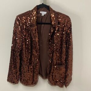 Bling sequin brown blazer by Joan Rivers, size M - vintage